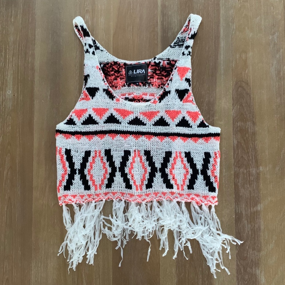 LIRA - Crochet Fringe Crop Tank